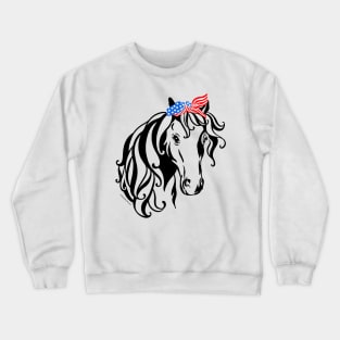 Patriotic Horse Lover Pony Bandana American Flag USA America Crewneck Sweatshirt